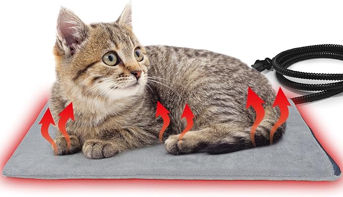 Pet Heating Pad for Cats and Small Dogs,Heated Cat Bed,Auto Temperature Control Waterproof Indoor Electric Pet Heating Pads for Cats with Chew Resistant Cord,16 * 12inch