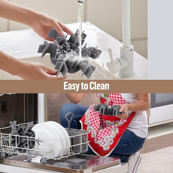 Dog Slow Feeder Insert, 2 PCS Adjustable Silicone Slow Feeding Dog Bowls Insert with 9 Suction Cups, Adjustable Length 4.7-7 Fits Ceramic/Stainless Steel Bowl for Different Dogs (Grey)