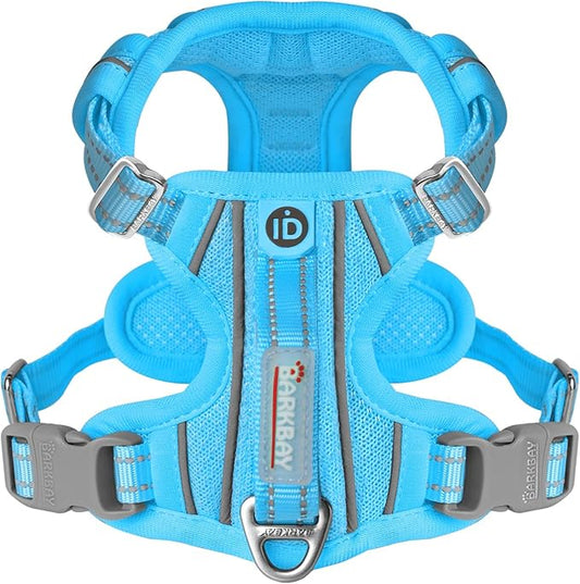 BARKBAY Dog Harness No Pull with ID Tag Pocket - Heavy Duty, Reflective, Easy Control for Small Dogs(Blue,S)