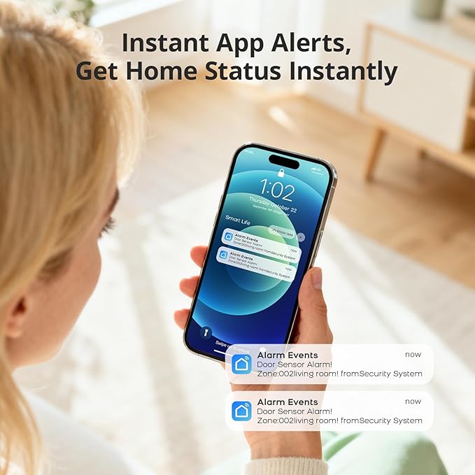 Alarm System for Home Security,2025 Upgraded Wireless Security System with WiFi+GSM/4G Instant App Alerts & Auto Alarm Dial,Door/Window Sensors Compatible with Alexa/Google NO Monthly Fees