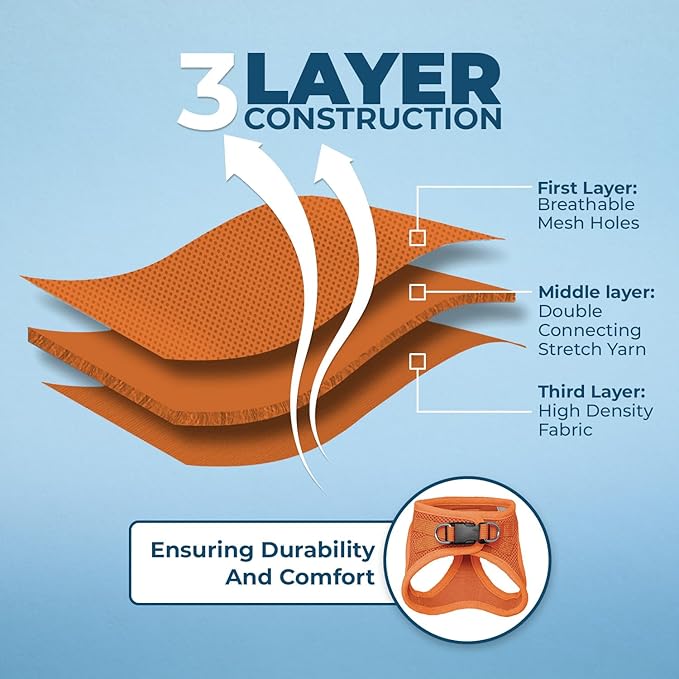 Voyager Step-in Air Cat Harness - All Weather Mesh Step in Vest Harness for Small and Medium Cats by Best Pet Supplies - Harness Leash Set (Orange), XXS