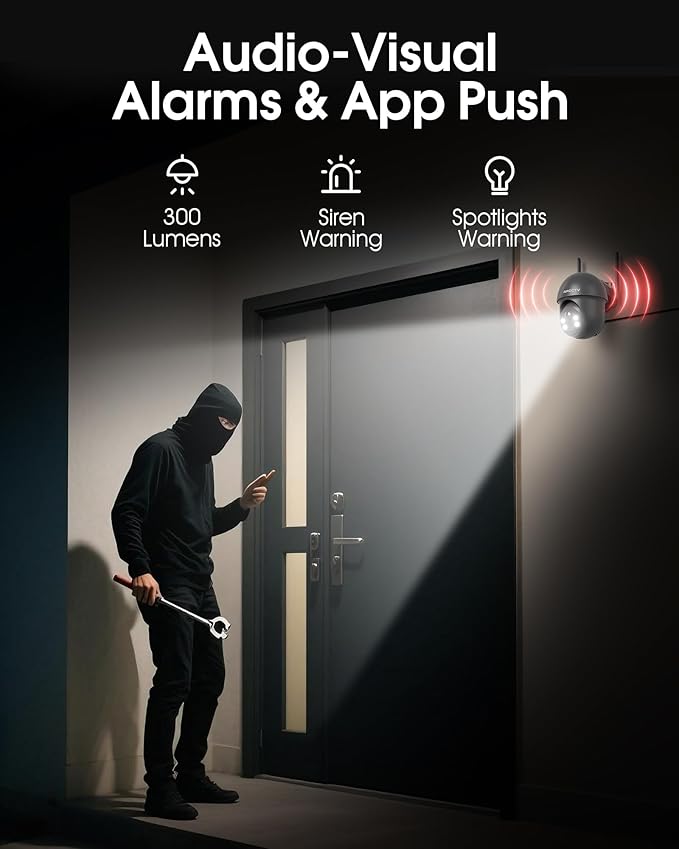 Security Cameras Wireless Outdoor Solar, 4MP 360° View Battery Powered Outdoor Camera, Night Vision with Spotlight, 2-Way Audio, PIR Motion Sensor, 2.4G/5G Dual Band WiFi, Grey(2 Pack)