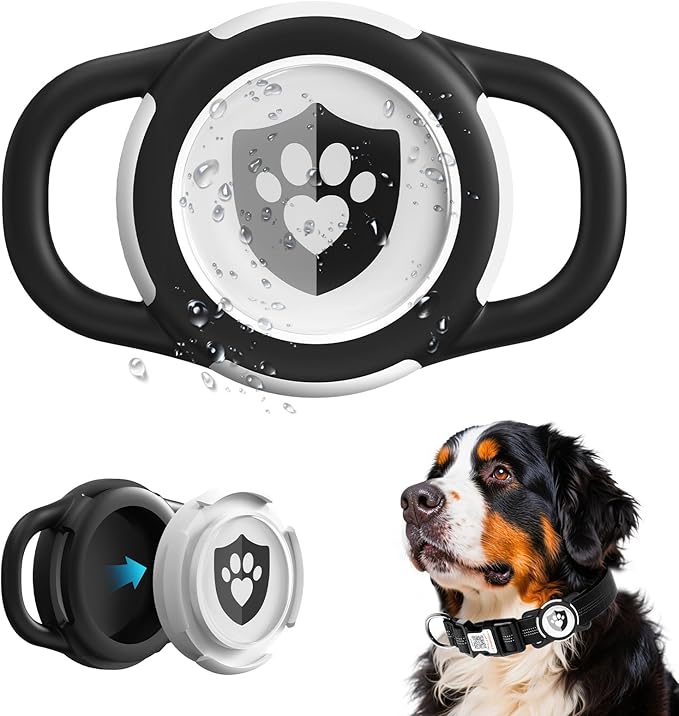 Waterproof AirTag Dog Collar Holder for Apple Tracker Black