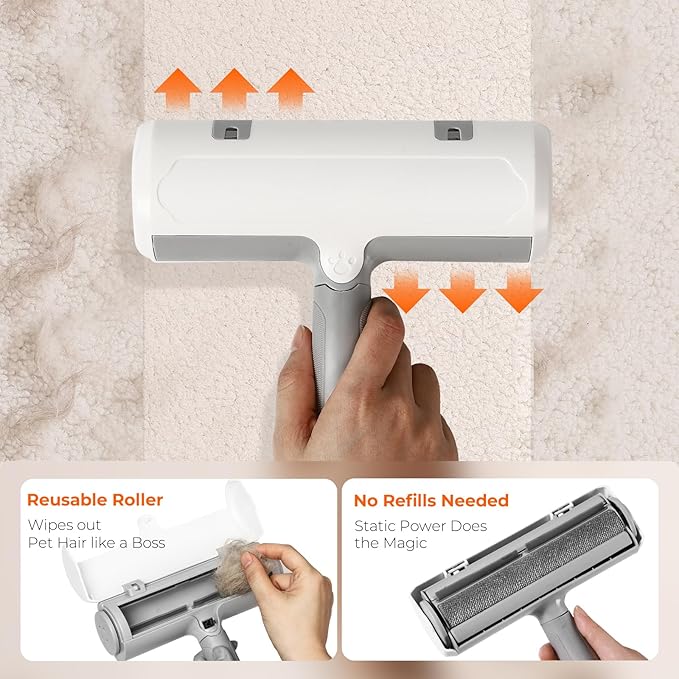 Reusable Pet Hair Remover Roller for Dog & Cat Hair – Lint Roller for Couch, Furniture, Carpet, Clothes & Car – Self-Cleaning Dog Hair Lint Roller and Cat Hair Remover for Home