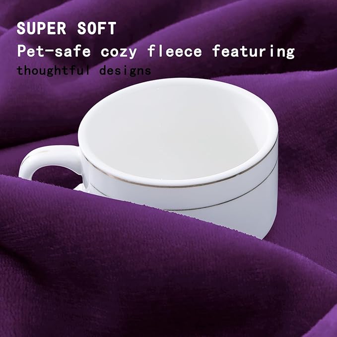 Smiry Waterproof Dog Bed Blanket, Leakproof Pet Throw Blanket for Bed Couch Sofa, Reversible Sherpa Fleece Furniture Protector Cover for Small Medium Large Dogs Cats (Purple, 32x40 inches)