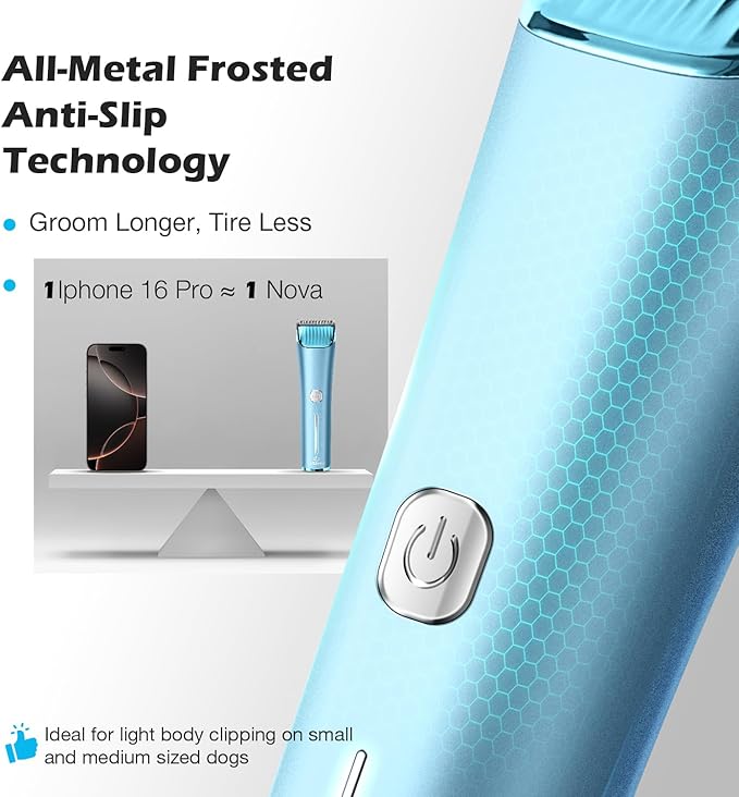 Professional Dog Grooming Clipper with Replacement Blade, 5-in-1 Adjustable A5 Blade Cordless Pet Grooming Kit 2 Speed Trimmer Hair Shaver with Detachable Metal Combs Nova for Animal Horse