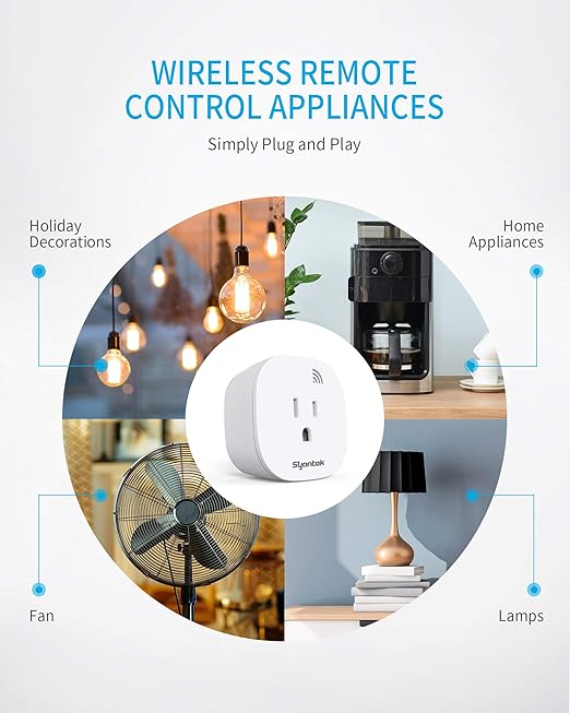 Remote Control Outlet Wireless Light Switch for Household Appliances, Expandable Remote Light Switch Kit, Up to 100 ft Range, FCC Certified, ETL Listed, White (5 Outlets + 2 Remotes)
