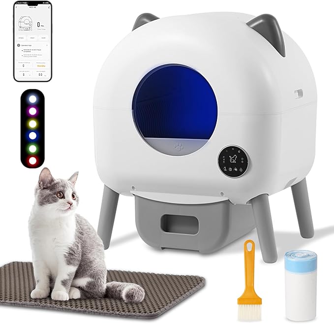 Automatic Self Cleaning Cat Litter Box, Self Cleaning Litter Box, 76L Extra Capacity with 15L Waste Drawer, APP Control & 3-Layer Safety Protection, Ultra-Quiet Safety Design for All Cats