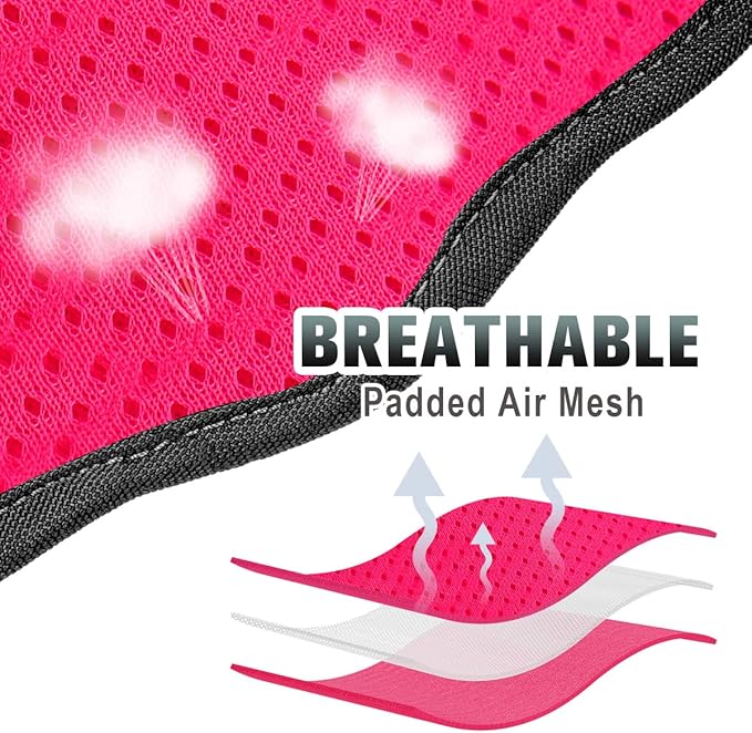 BARKBAY No Pull Dog Harness Large Reflective Dog Harness with Front Clip and Easy Control Handle for Walking Training Running with ID tag Pocket(Pink/Black,M)