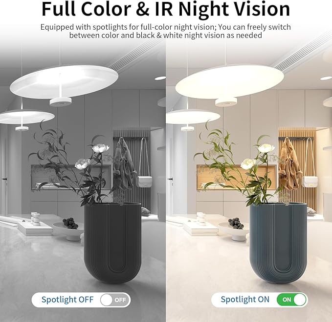 VSTARCAM 2K Indoor Security Camera with Smoke Detection, Pet Camera, 360° View, Motion Detection, IR Night Vision, 2-Way Audio, 2.4G WiFi, Home Indoor Camera with Phone APP, Cloud Storage