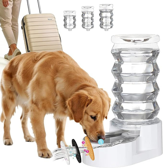 RIZZARI Large Gravity Water Dispenser: 8L Automatic Stainless Steel Dog Water Feeder with Specialized Brush and Triple Filter for Senior Pets with Spinal Problems - for Kitchen Living Room