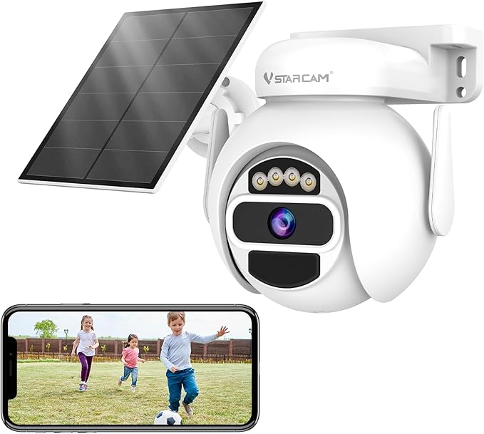 VSTARCAM Solar Security Camera Wireless Outdoor, 3MP Battery Powered WiFi Cameras Outside with Color Night Vision, Pan/Tilt, PIR Human Detection, 2-Way Audio, IP66, Local/Cloud Storage