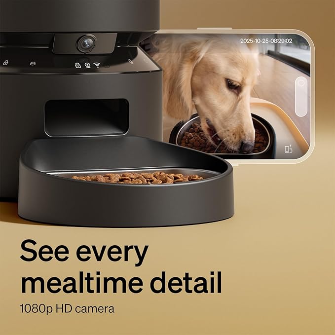 PETLIBRO Automatic Cat Feeder with Camera, 1080P HD Video with Night Vision, 5G WiFi Pet Feeder with 2-Way Audio, Low Food & Blockage Sensor, Motion & Sound Alerts for Cat & Dog Single Tray