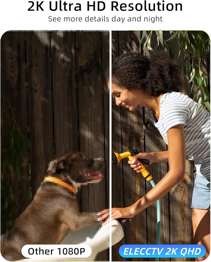 ELECCTV 5G/2.4G WiFi Security Cameras Wireless Outdoor, 2K 5G Security Camera with AI Motion Detection, Color Night Vision, Siren, IP65, 2-Way-Audio, Support Alexa&Google Assistant, Cloud/SD (1)