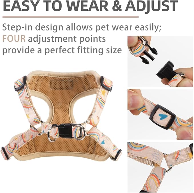 PUPTECK Dog Harness and Leash Set Small Sized, Step in No Pull Adjustable Puppy Cat Harness Reflective Pet Vest