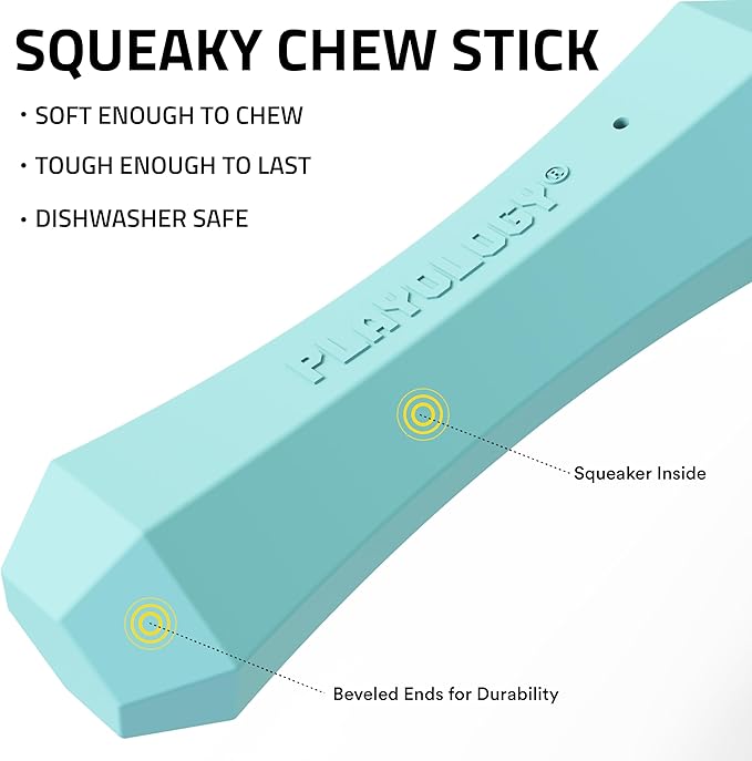 Playology Dog Toys | Durable Squeaky Chew Stick for Dogs (Value 2-Pack) | Medium Peanut Butter Scented Toy - Easy to Clean and Made from Non Toxic Materials