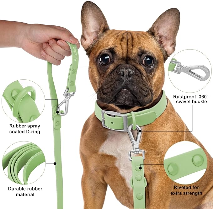 Wisedog Waterproof Dog Leash – 5ft/6ft Adjustable with 2 Metal Swivel Hooks, Easy to Clean Dog Leashes for Small, Medium, Large Breed Dogs (Sage Green,M)