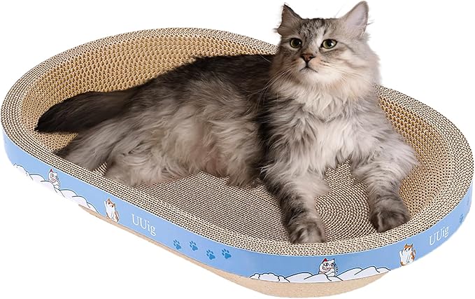 Cat Scratcher Bed, 19.6x12.5 inches Cardboard Cat Scratching Board, Large Cat Scratchers for Indoor Cats, Bowl-Shaped Cat Scratch Pad Bed with Catnip