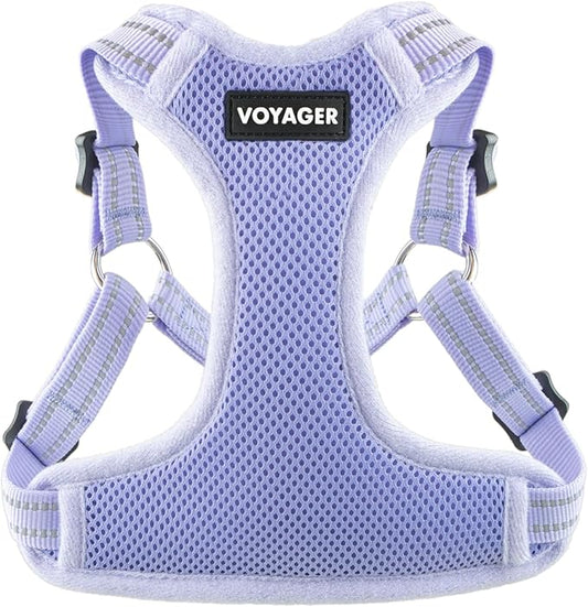 Best Pet Supplies Voyager Mesh Dog Breathable Harness Reflective Stitching, All Weather Adjustable for Walking Training, or Running - Heavy Duty & Durable, Harness (Lavender), M