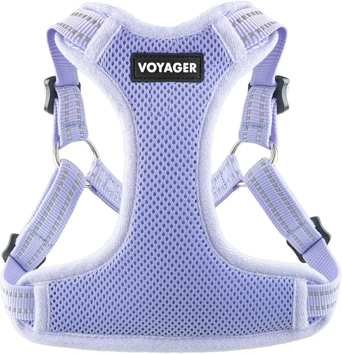 Best Pet Supplies Voyager Mesh Dog Breathable Harness Reflective Stitching, All Weather Adjustable for Walking Training, or Running - Heavy Duty & Durable, Harness (Lavender), L