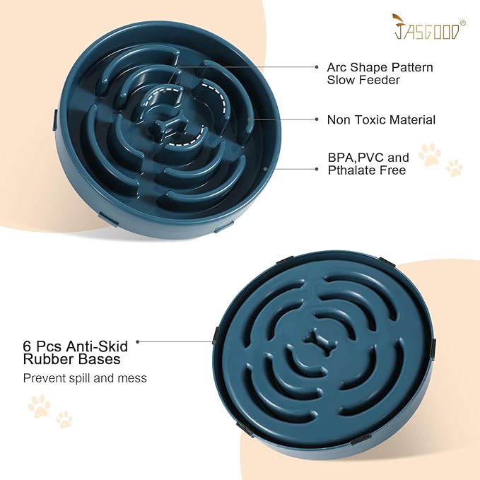 Slow Feeder Dog Bowls for Large Dogs Anti-Chocking Slower Feeder Dog Puzzle Bowl Pet Slow Eating Interactive Bloat Stop Dog Food Bowl JASGOOD,Ink Blue,Large