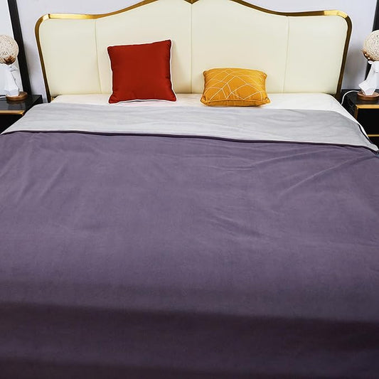 Waterproof Blanket for Bed, 80"x90" Leak-Proof Design, Reversible & Washable King Size Waterproof Blanket, Large Water Resistant Blankets, Reusable (Deep Purple/Light Purple)