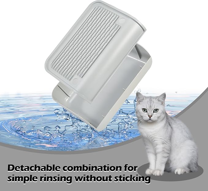 SpaceTime Elevated Cat Litter Mat for Litter Box,Trapping Litter Ramp/Steps for Floor Indoor,Washable Easy Cleaning Cat Pad with Filter Function,Suitable for Kitty & Senior Cats (Grey-Arc Shape)