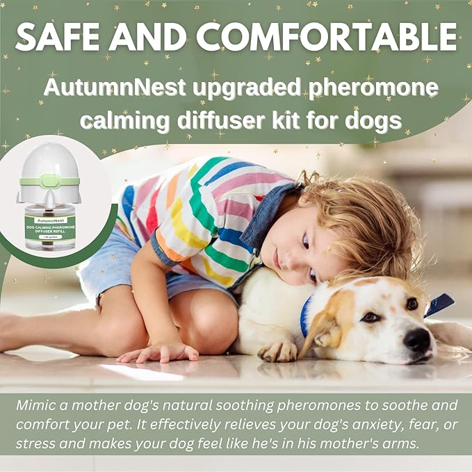 8-in-1 Dog Calming Pheromone Diffuser Kit – Pet Stress Support (2 Plug-Ins & 6x48ml Refills), Calming Diffuser for Dog During Thunderstorms, Travel, Separation, Fireworks & Vet Visits, 180-Day Supply