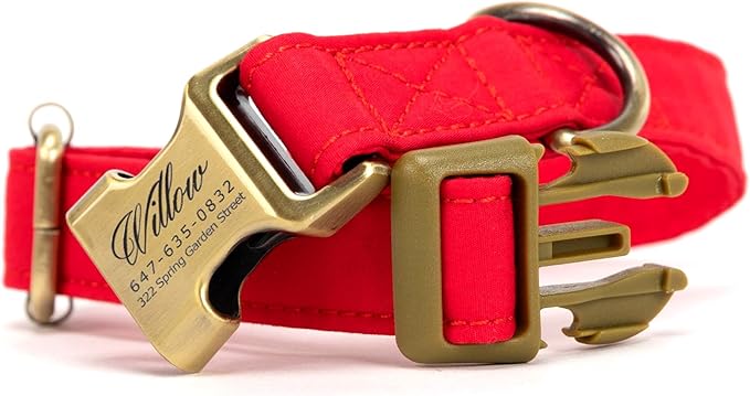 Personalized Dog Collar with Name and Phone Number Engraved,Adjustable Custom Puppy Collar,Organic Cotton Pet Collar for Small Medium Large Boy Girl Dogs