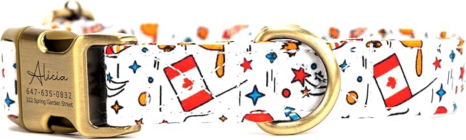 Personalized Dog Collar with Name and Phone Number Engraved,Adjustable Custom Puppy Collar,Organic Cotton Pet Collar for Small Medium Large Boy Girl Dogs