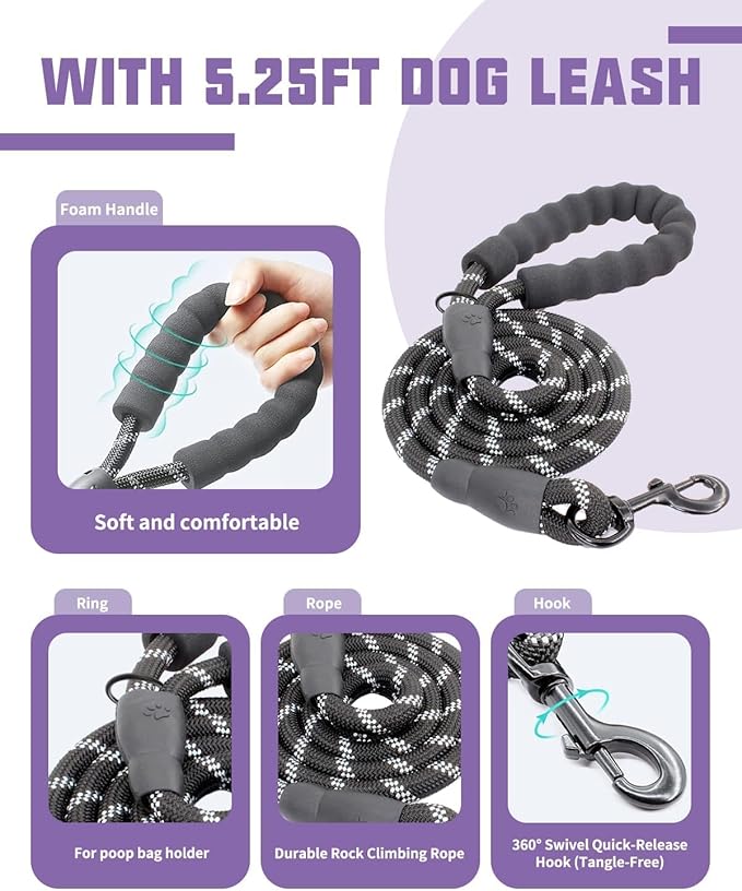 AUROTH Dog Harness and Leash Set, Soft Padded No Pull Dog Harness with 5.25FT Dog Leash, No Choke, Easy On Pet Vest, Adjustable Reflective Dog Vest Small Sized Dog, Easy Walking and Training