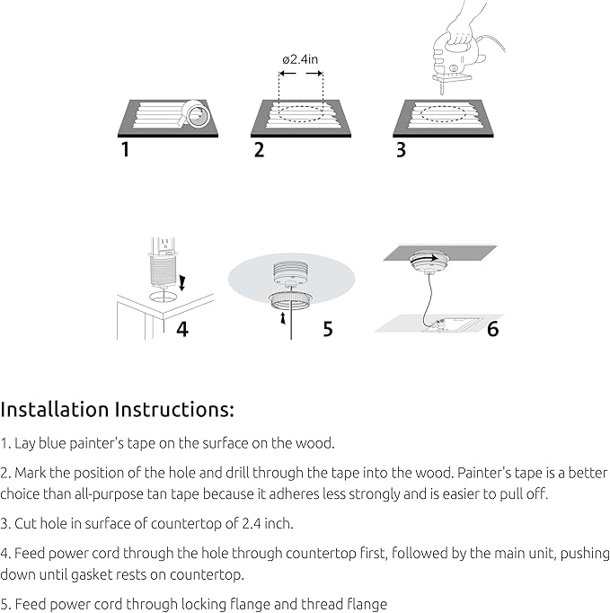 Link2Home Pop Up Outlet with 2 AC Power Outlets, 2 USB A/C Ports, 2.4A Fast Charge, Splash Resistant, Stainless Steel Retractable Socket for Kitchen Counter or Desk