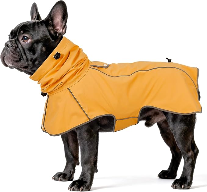 Reflective Dog Raincoat, Windproof & Waterproof Dog Rain Jacket, Adjustable Hooded Pet Poncho with Leash Hole for Small, Medium, Large Dogs(S-2XL) (Yellow, Small)