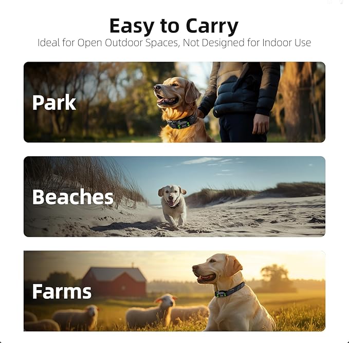 Invisible Dog Fence GPS Dog Wireless Fence – No Transmitter, No App, Works in -20℃ and +60℃,IPX7 Waterproof Rechargeable Collar, Adjustable Radius 75–2995 ft, for Medium/Large Dogs