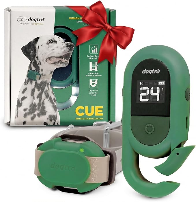 Dogtra CUE Green – E-Collar for Dogs Training Collar with Remote – Training Made Easy for Everyday Dog Owners – Gentle Vibration, Custom Boost, Waterproof, Rechargeable, 400-Yard Range System