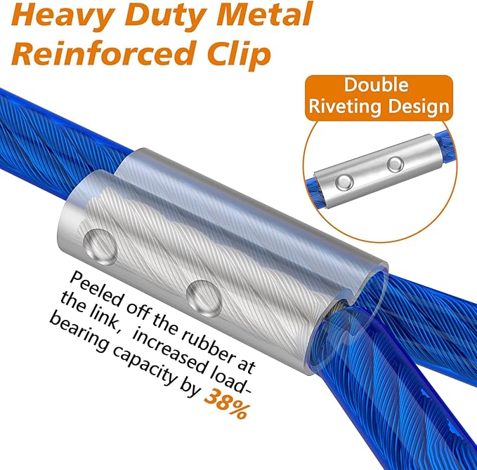 XiaZ Tie Out Cable for Dogs 50ft, Dog Leads for Yard Chew Proof, Heavy Duty Pet Tie Out Cable for Large Dogs Up to 250lbs,Durable Dog Runner Tether Line for Outdoor,Yard