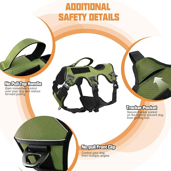 AUROTH Escape Proof Dog Harness - Soft Padded Reflective Adjustable Vest with Lift Handle - Medium Size