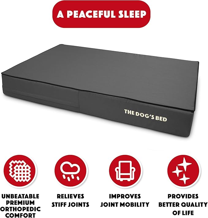 The Dog’s Bed Orthopedic Memory Foam Dog Bed, XL Grey & Black, Waterproof, Supportive Dog Bed with Replaceable Covers, Veterinary Approved