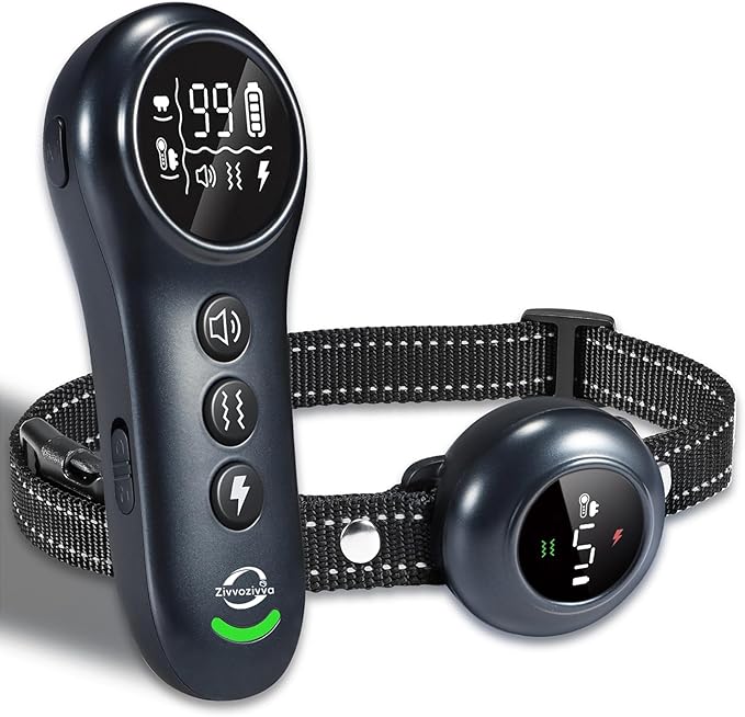 2-in-1 Shock Collar for Dogs & Dog Training Collar with Remote Control 3300FT, Dog Bark Collar with IP67 Waterproof 5 Level Sensitivity, Rechargeable E Collar for Small Medium Large Dogs - Black