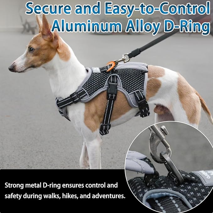 BELPRO Multi-Use Support Dog Harness, Escape Proof No Pull Reflective Adjustable Vest with Durable Handle, Dog Walking Harness for Big/Active Dogs (Black, XL)