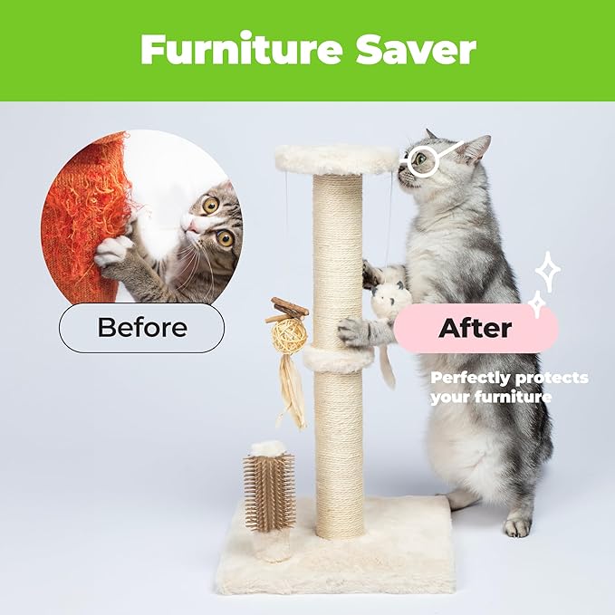 Best Pet Supplies Catify Cat Scratcher, Fun Interactive Scratchers, Posts, Poles, Claw Safe, Furniture Saver Indoor Play Support Natural Cat Behaviors Heavy Duty - Beige, Large