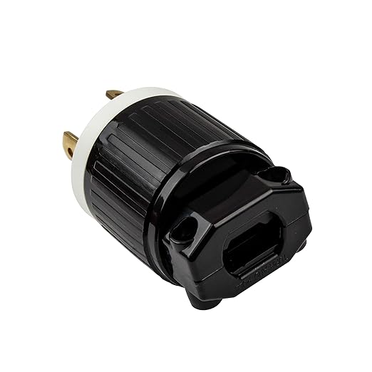 ENERLITES NEMA L6-30P Locking Plug Connector for Generator, Twist Lock Male Plug, 30 Amp, 250 Volt, 2 Pole, 3 Wire Grounding, Industrial Grade Heavy Duty, UL Listed, 66461-BK, Black