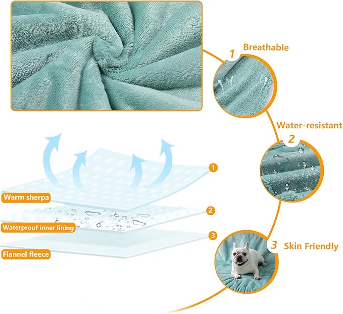 Green Dog Blanket for Pet Bed Cover Reversible Waterproof Puppy Fleece Blankets Leakproof Sofa Couch Cover Doggie Cat Pet Blanket for Warm Fluffy Washable Mat-Green,XL