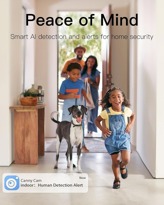 VIMTAG Indoor Pet Camera 2.5K Pan/Tilt WiFi Dog Cat Cam Puppy Doggy Cameras w/Motion Detection 2-Way Audio Night Vision Phone App Cloud & SD Card Storage, Compatible with Alexa, Black