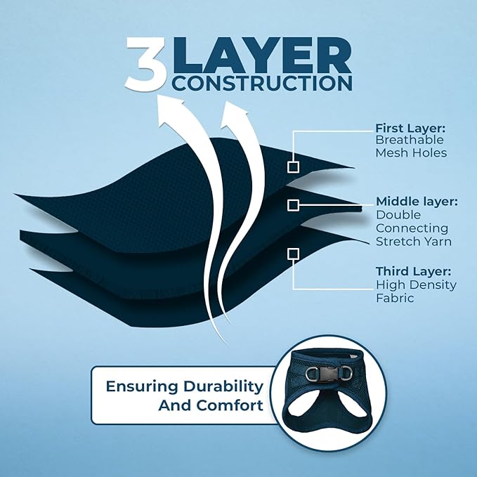 Voyager Step-in Air All Weather Mesh Harness and Reflective Dog 5 ft Leash Combo with Neoprene Handle, for Small, Medium and Large Breed Puppies by Best Pet Supplies - Set (Blue), XL