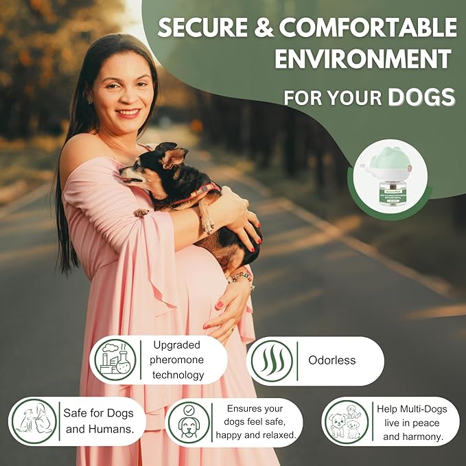 Calming Diffuser for Dog, Pheromone Plug-in Set (2 Diffusers & 6 Refill 48ml) for Dog Anxiety Relief, Reduces Barking, Aggression, Destructive Behavior, Fireworks Fear, 180-Day Dogs Calming Diffuser