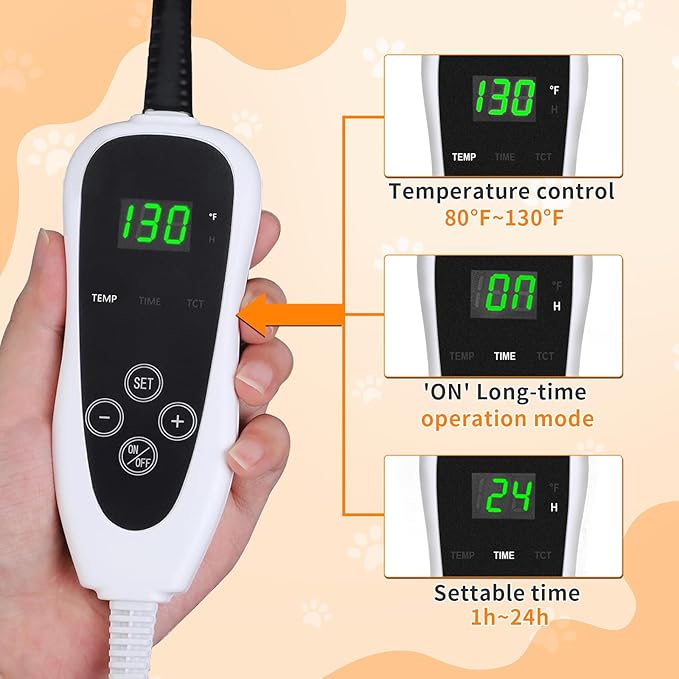 Cat Heating Pad 17×13 in Heated Cat Bed with Intelligent Constant Temperature Switch,Waterproof with Metal Protective Tube Puppy Whelping Supplies, Comes with a Plush Cotton Sleeve-Apricot