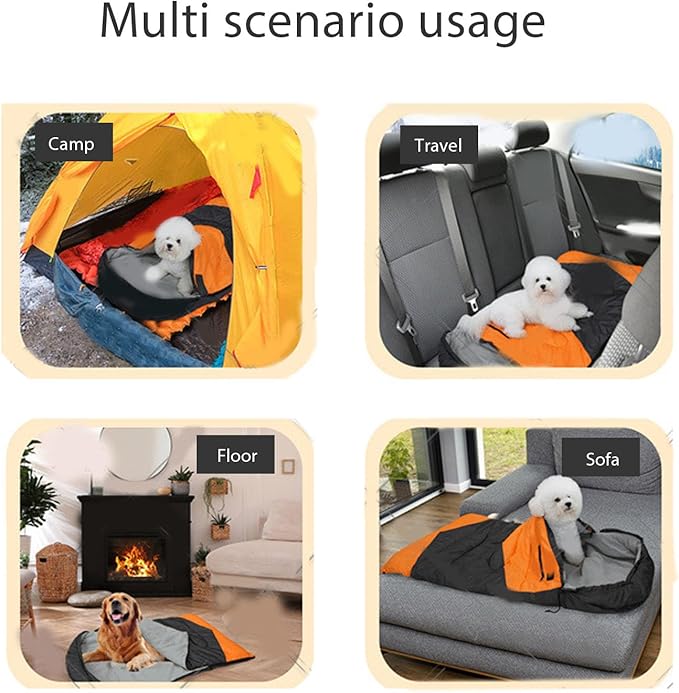 Heated Pet Sleeping Bag Electric Heating Dog Bed 3 Temperature Settings Water Proof Fleece Lining Portable Warm Pet Sleeping Bag for Camping Travel Indoor Outdoor Use