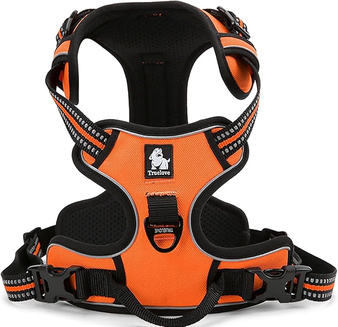 TRUE LOVE Adjustable No-Pull Dog Harness Reflective Pup Vest Harnesses Comfortable Control Brilliant Colors TLH5651(Orange,L)