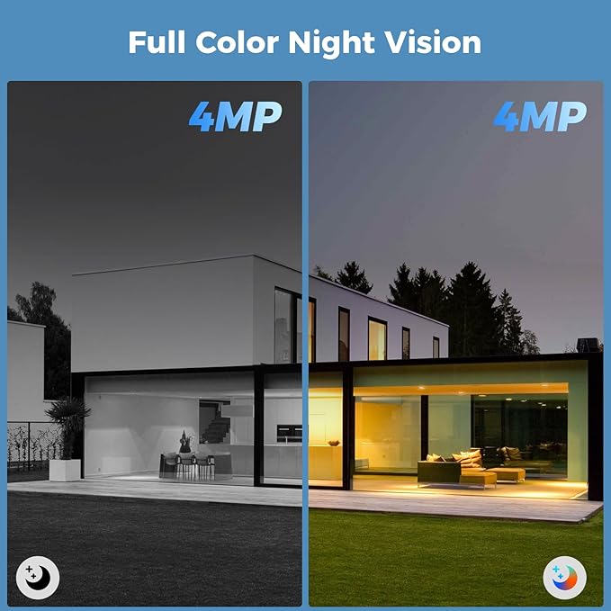 Hiseeu Security Cameras Wireless Outdoor, 4pcs Solar Powered 3K 4MP Surveillance WiFi Cameras for Home Security Outside, PIR/AI Motion Detection, Waterproof, Color Night Vision, 2-Way Audio, Black